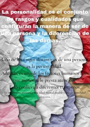 La Personalidad Es El Conjunto De Rasgos Y Cualidades Que Configuran La Manera De Ser De Una Persona Y La Diferencian De Las Demas (1)