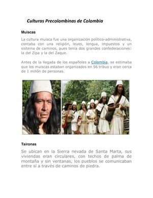 Culturas Precolombinas De Colombia