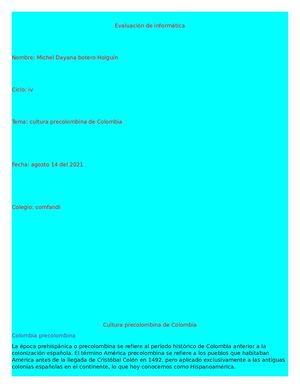 Cultura Precolombina De Colombia Michel