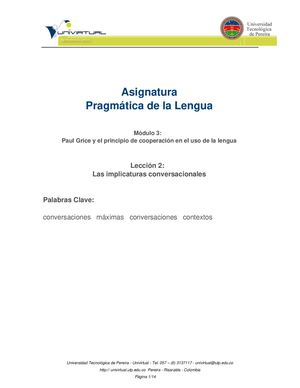 Modulo 3 Leccion 2 Las Implicaturas Conversacionales