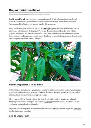 Crajiru Pariri Benefícios
