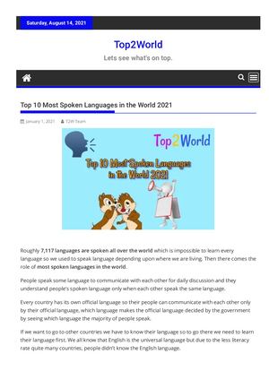 Top 10 Most Spoken Languages In The World 2021
