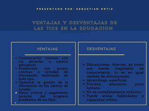 Ventajas Y Desventajas De Las TICS En La Educacion