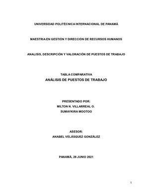 Analisis Y Descripcion De Puestos De Trabajo