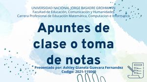 Apuntes De Clases O Tomas De Notas