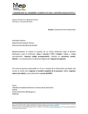 Solicitud De Cuenta De Correo Institucional