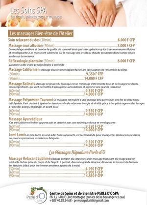 Carte De Soins PERLE D'O SPA