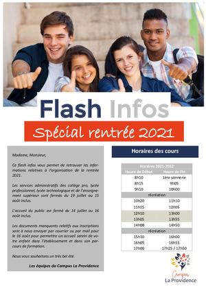 Flash Info Rentrée septembre 2021