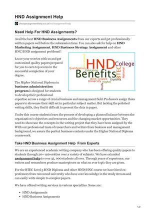Hnd Assignment Help