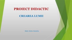 Proiect Didactic Crearea Lumii