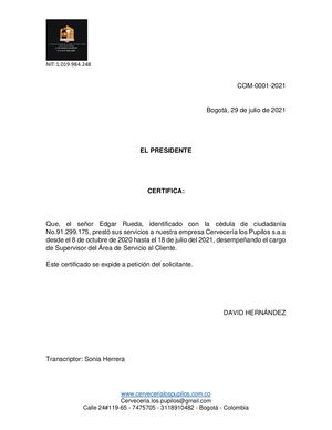 Certificado Laboral