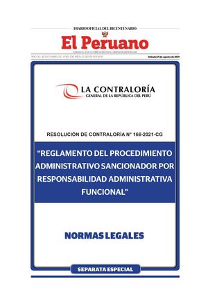 Reglamento Del Procedimiento Administrativo Sancionador Por Responsabilidad Administrativa Funcional Ago 2021