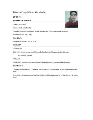 Cv Roberto Ezequiel Cruz Hernández