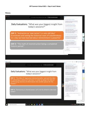 Crt Summer School Notes Days 4 5