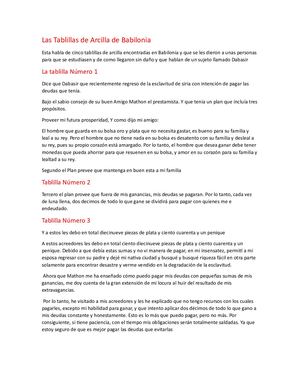 Resumen De Las Tablillas De Arcilla
