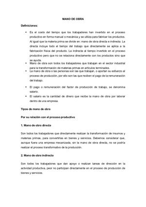 Mano De Obra
