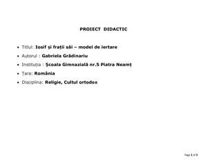 Iosif și frații săi (model de iertare)