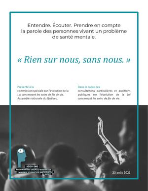 Mémoire sur l'évolution de la Loi concernant les soins de fin de vie