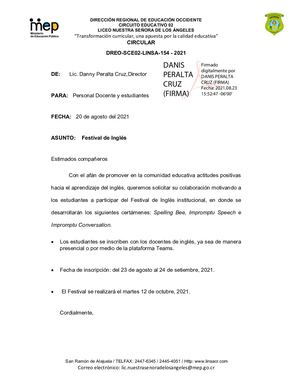 Circular 154 Festival De Inglés