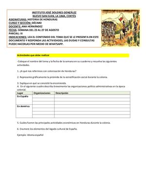 Historia De Honduras, Semana 7, III Parcial