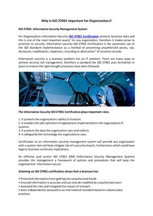 Why Is ISO 27001 Important for Organizations?