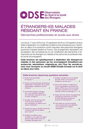 Brochure ODSE - Étrangers-es malades résidant en France