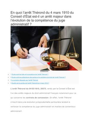 L’arrêt Thérond Du 4 Mars 1910 Du Conseil D’état Est Il Un Arrêt Majeur Dans L’évolution De La Compétence Du Juge Administratif