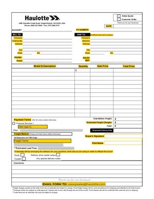Haulotte AWP Order Form - Manual Version
