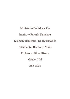 Examen Trimestral Informática Brithany Araúz