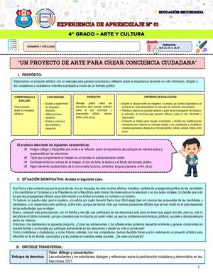 Experiencia 1 Arte 4° 5 De Abril Al 23 De Abril 2021