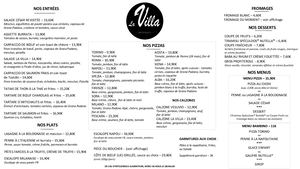 Menu La Villa Brignais