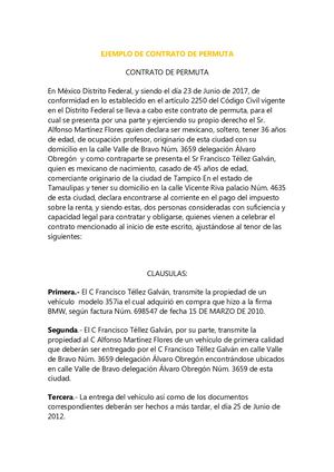 Ejemplo De Contrato De Permuta