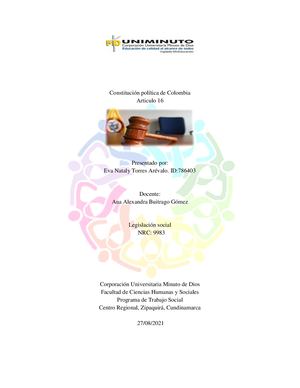 Articulo 16 Constitucion Politica De Colombia
