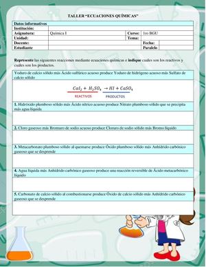 Taller Ecuaciones Químicas