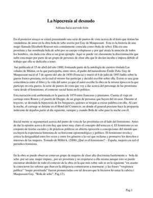 Ensayo De la obra bola de sebo