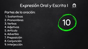 Expresión oral y escrita. I Unidad: 7. Categorías gramaticales