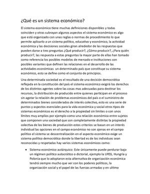 Qué Es Un Sistema Económico