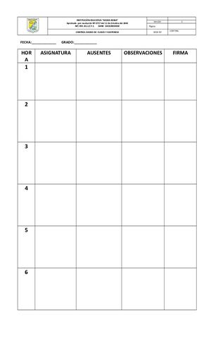 Control Diario De Clases Y Asistencia