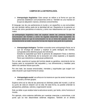 Campos De La Antropología