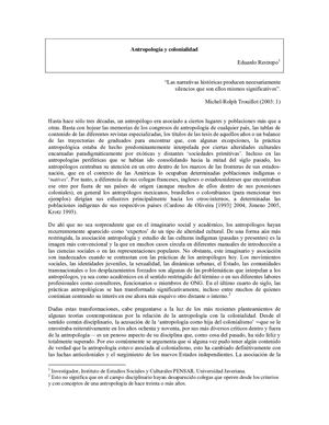 Antropologia Y Colonialidad