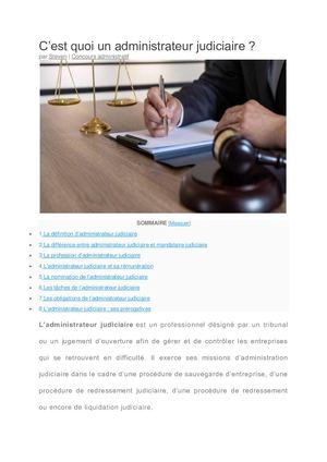 Qu'est ce qu'un administrateur judiciaire