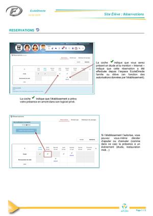 Ecole Directe Famille - réserver ou annuler un repas, une étude
