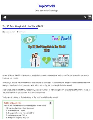 Top 10 Best Hospitals In The World 2021