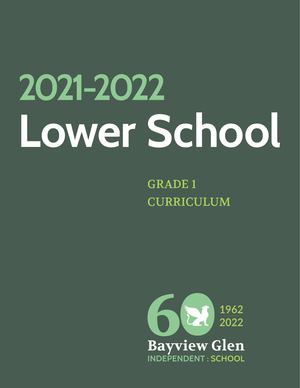 Bayview Glen Grade 1 Curriculum 2021-2022