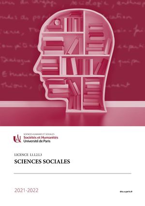 Brochure SHS Licence de Sciences Sociales 2021/2022