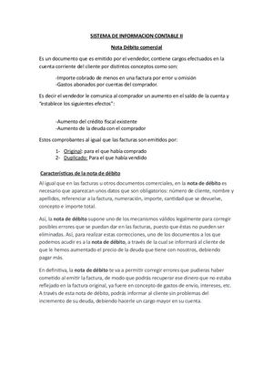 Sistema De Informacion Contable Ii Nota De Debito Comercial