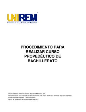 Procedimiento Para Realizar Curso Propedéutico De Bachillerato