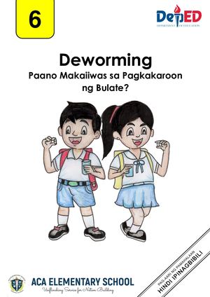 G6 Modyul 8 Deworming_ Paano Makaiiwas Sa Pagkakaroon Ng Bulate