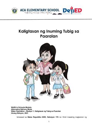 CONNIE -Module 1 Water Mga Dapat Gawin Ng Paaralan Upang Matiyak Ang Kaligtasan Ng Tubig