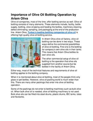 Importance Of Olive Oil Bottling Operation By Artem Oliva